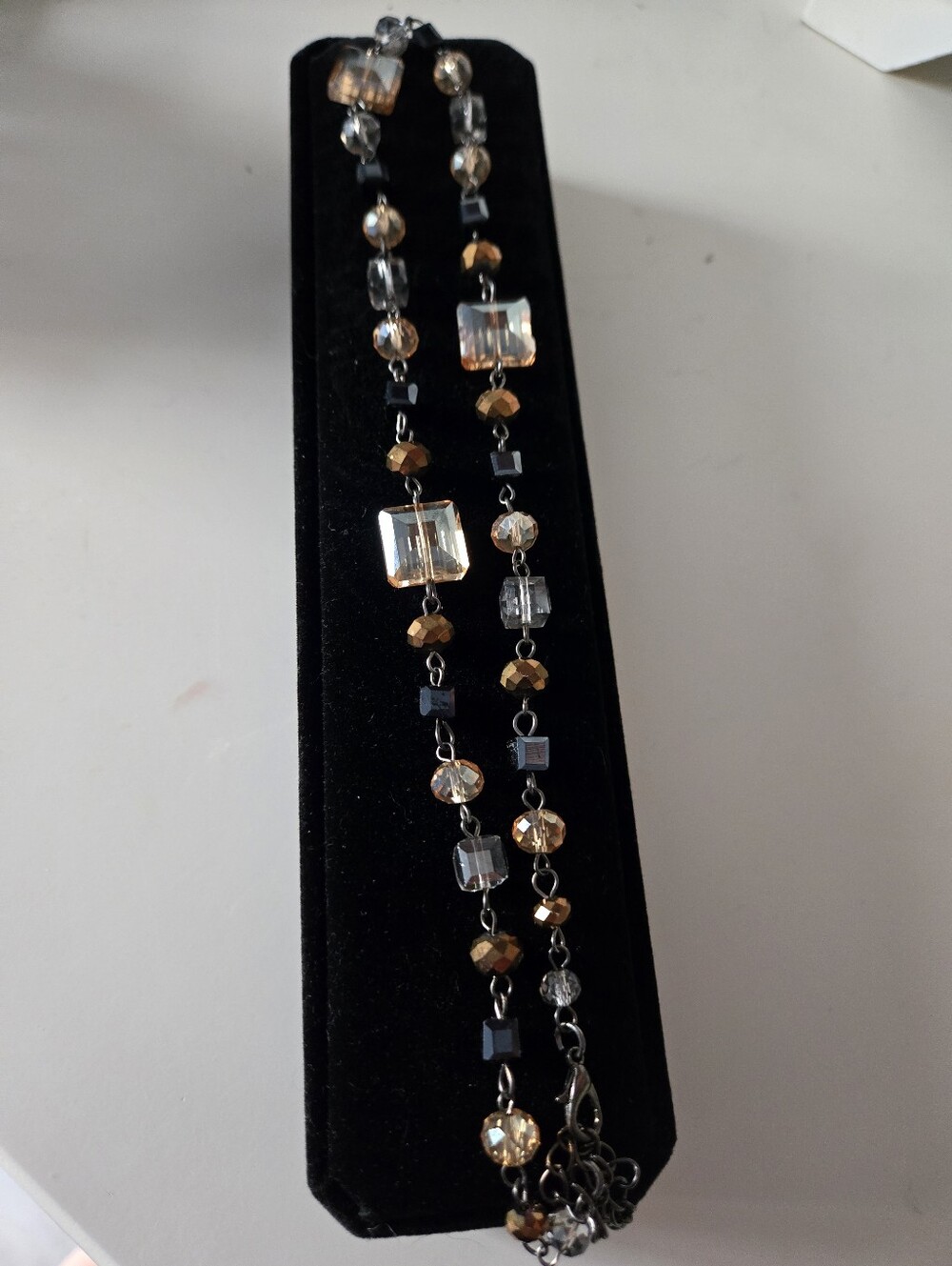 Vintage Elegant Amber and Clear Beaded Women’s Necklace